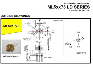 635nm 638nm 500mWレーザダイオード LD ML501P73